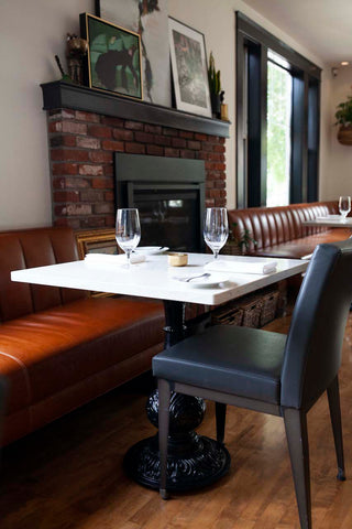 Beautiful custom leather banquettes designed by Perch Furniture for Ariana Restaurant in Bend, Oregon. 