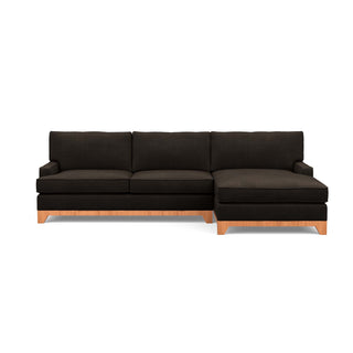 The Catalina sofa chaise, a traditional modern classic, in dark brown fabric