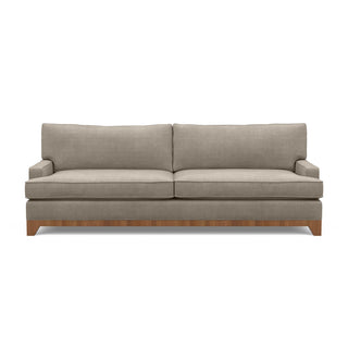 The Catalina sofa, a traditional modern classic, in taupe fabric