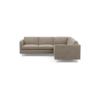 The Charlie Sofa Sectional, a classic masculine couch, in taupe fabric