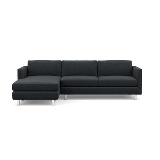 The Charlie Sofa Chaise, a classic masculine couch, in black fabric