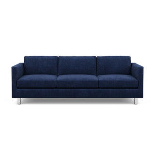 The Charlie Sofa, a classic masculine couch, in navy blue fabric