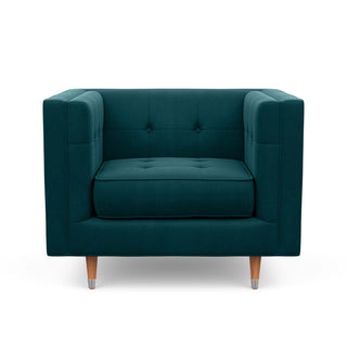 The Gramercy chair, in forest green, is modern with a vintage feel