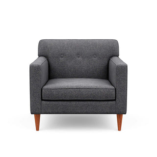 The "Mad Men" inspired Sterling arm chair in grey screams mid-century design