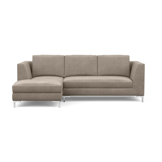 The Verona Sofa Chaise in taupe offers a modern Italian look