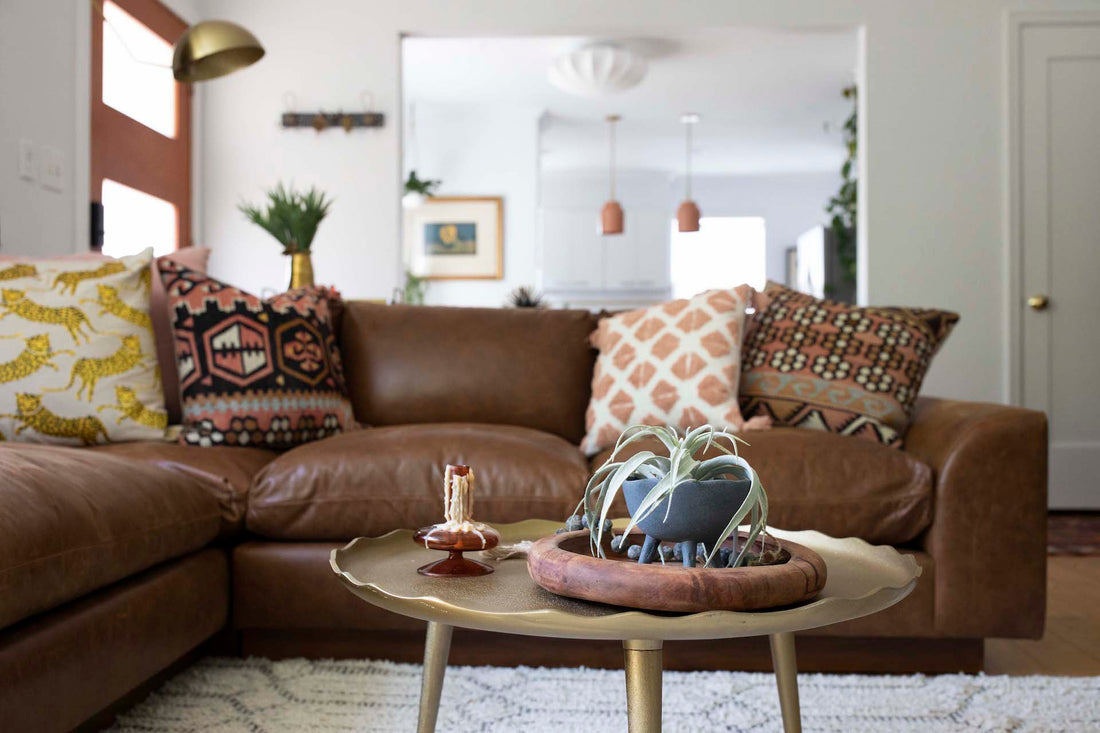 Custom leather Lowe sectional from Perch Furniture