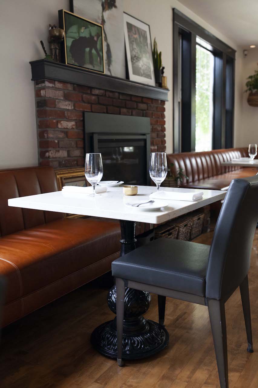 Beautiful custom leather banquettes designed by Perch Furniture for Ariana Restaurant in Bend, Oregon. 