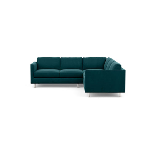 The Charlie Sofa Sectional, a classic masculine couch, in jewel green fabric