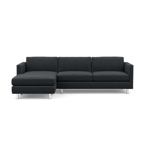  The Charlie Sofa Chaise, a classic masculine couch, in black fabric