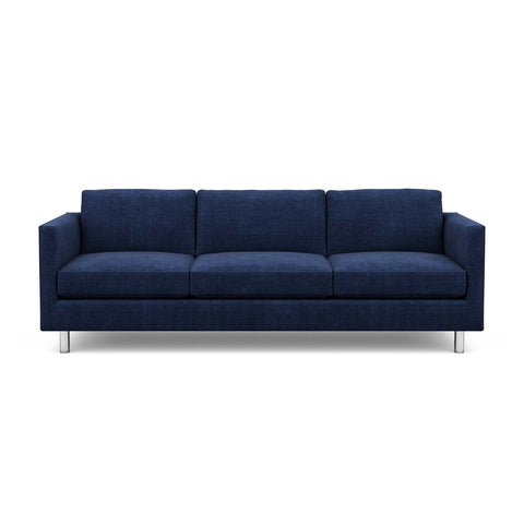 The Charlie Sofa, a classic masculine couch, in navy blue fabric
