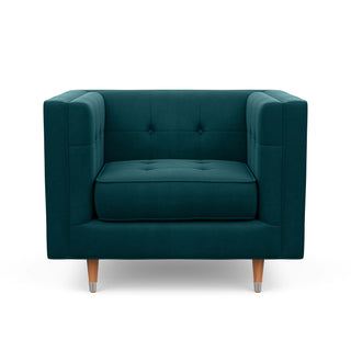 The Gramercy chair, in forest green, is modern with a vintage feel
