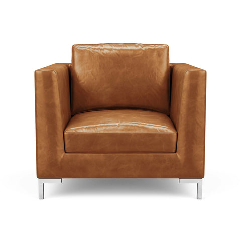 The Verona arm chair in light brown leather offers a modern Italian look